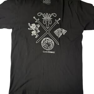 Game of Thrones T Shirt Black with White Sigils Short Sleeve Medium